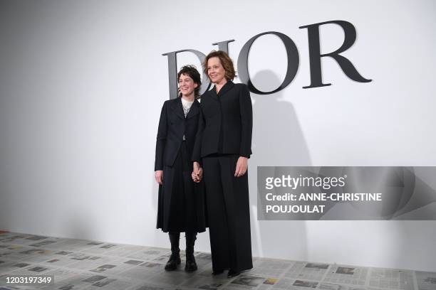Actress Sigourney Weaver and her daughter Charlotte Simpson pose during the photocall prior to the Dior Women's Fall-Winter 2020-2021 Ready-to-Wear...