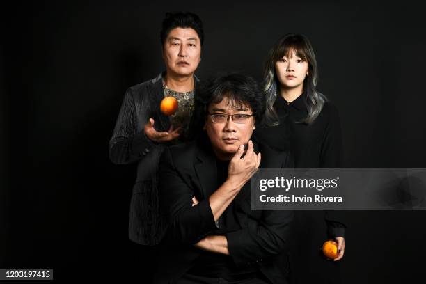 Actors Song Kang-ho, Park So-dam and director Bong Joon Ho of 'Parasite are photographed for The Wrap Magazine on October 13, 2019 in Los Angeles,...