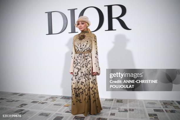 Malaysian actress Neelofa Noor poses during the photocall prior to the Dior Women's Fall-Winter 2020-2021 Ready-to-Wear collection fashion show in...