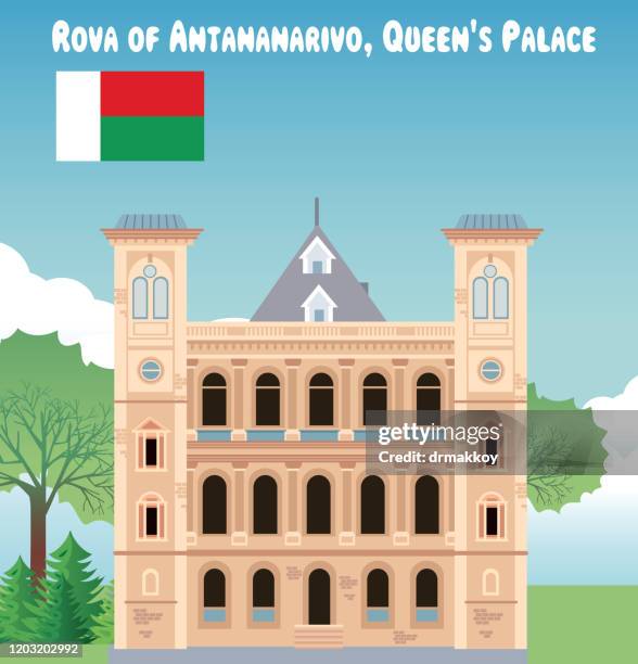 rova of tananarive, antananarivo, queen's palace, madagascar - antananarivo stock illustrations