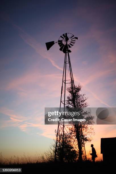 central illinois windmill and sunset - peoria illinois stock pictures, royalty-free photos & images