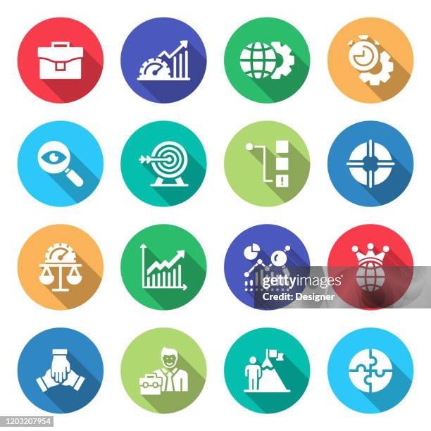 simple set of performance management related vector flat icons. symbol collection - workflow efficiency stock illustrations