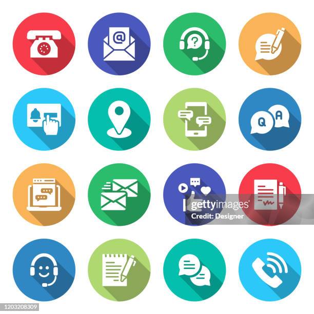 simple set of contact us and support related vector flat icons. symbol collection - contact us stock illustrations