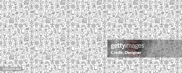 ilustrações de stock, clip art, desenhos animados e ícones de mentoring and training seamless pattern and background with line icons - talent team coaching