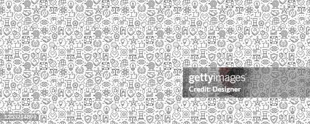 core values concept seamless pattern and background with line icons - efficiency abstract stock illustrations