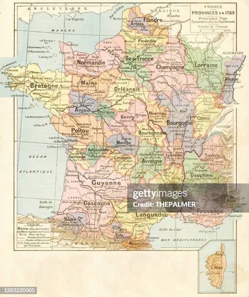 frankreich provinzen karte 1887 - brittany france stock-grafiken, -clipart, -cartoons und -symbole