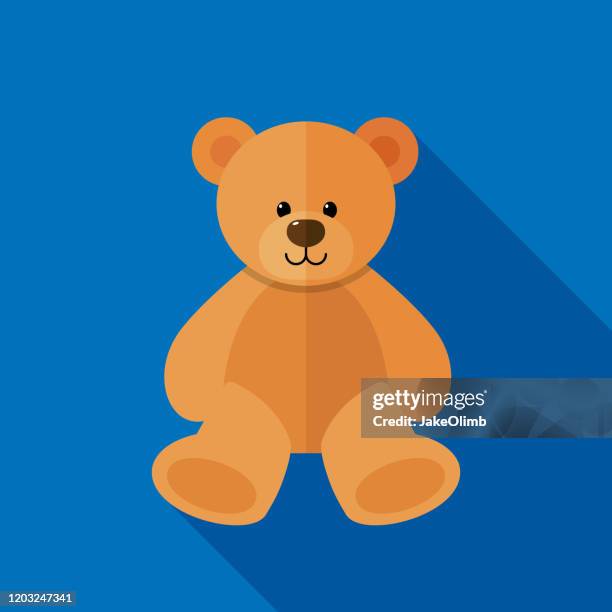 ilustraciones, imágenes clip art, dibujos animados e iconos de stock de teddy bear icon flat - teddy bear