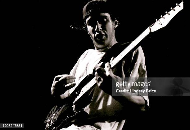 Adam “Ad-Rock” Horovitz on guitar performs in Beastie Boys at the Universal Amphitheatre in Universal City on November 24, 1992 in Los Angeles.