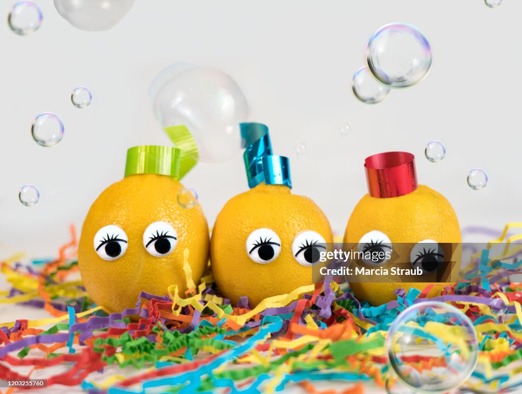 The Lemon Sisters Celebarting with Confetti and Bubbles