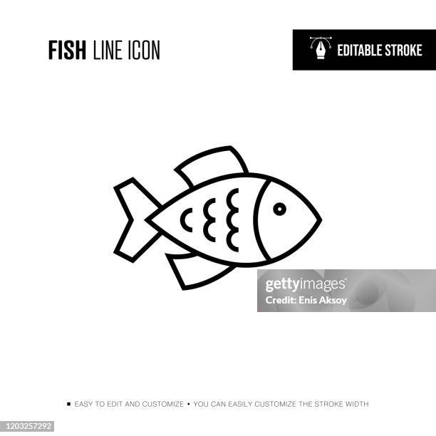 Fish Line Icon Editable Stroke High-Res Vector Graphic - Getty Images