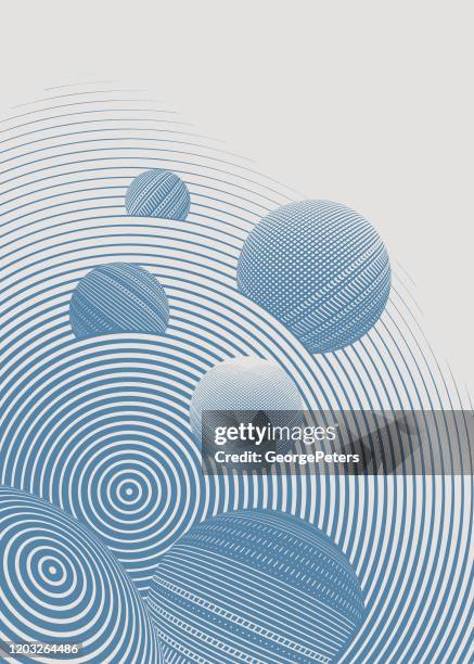 technology abstract background with spheres and spiral - zero gravity space stock illustrations