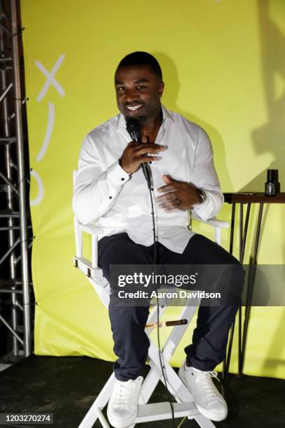 Running back Brian Westbrook speaks onstage during All-Stars Drop By Poo-Pourri's Giant Poo In Miami at The Wynwood Marketplace on January 31, 2020...