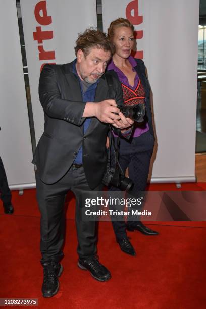 Armin Rohde and his partner Karen Boehne during the ARTE reception as part of the 70th Berlinale International Film Festival Berlin at Akademie der...