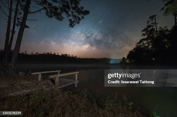 milky way of watchan royal project (kalayaniwattana district, chiang mai, thailand) - zodiacal light stock pictures, royalty-free photos & images