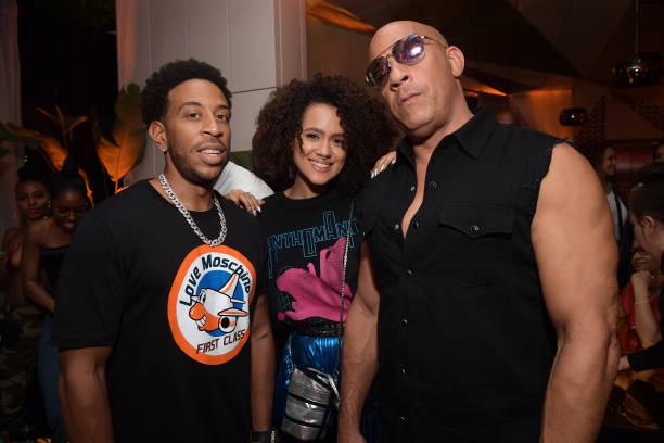 Chris "Ludacris" Bridges, Nathalie Emmanuel and Vin Diesel attend the Fast & Furious F9 After Party at Kaido Miami on January 31, 2020 in Miami,...