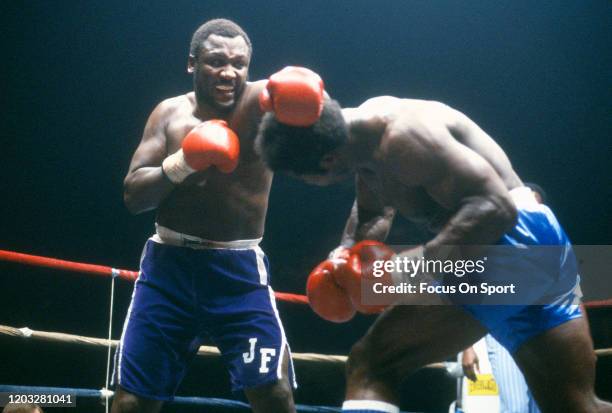 Joe Frazier and Floyd Cummings fight in a heavyweight match on December 3, 1981 at the International Amphi Theatre in Chicago, Illinois. The 10 round...