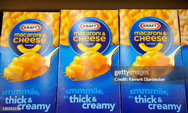 Boxes of Kraft Macaroni & Cheese sit are on a store shelf on August 4, 2011 in Los Angeles, United States. Kraft foods announced it is splitting into...