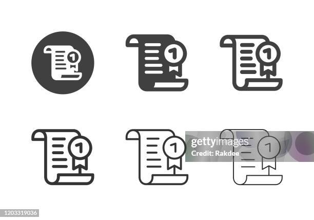 ilustrações de stock, clip art, desenhos animados e ícones de certificate icons - multi series - certification-icon