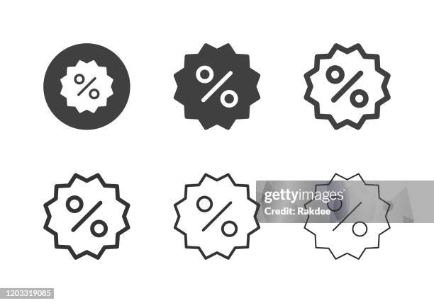 stockillustraties, clipart, cartoons en iconen met korting label iconen - multi-serie - uitverkoop