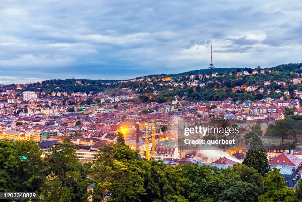 stuttgart at sunset - stuttgart stock pictures, royalty-free photos & images