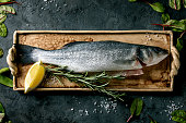 Raw uncooked fish sea bass