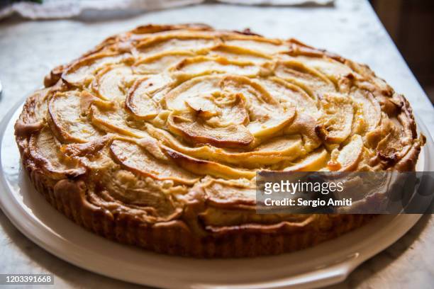 homemade apple tart - apple pie stock pictures, royalty-free photos & images