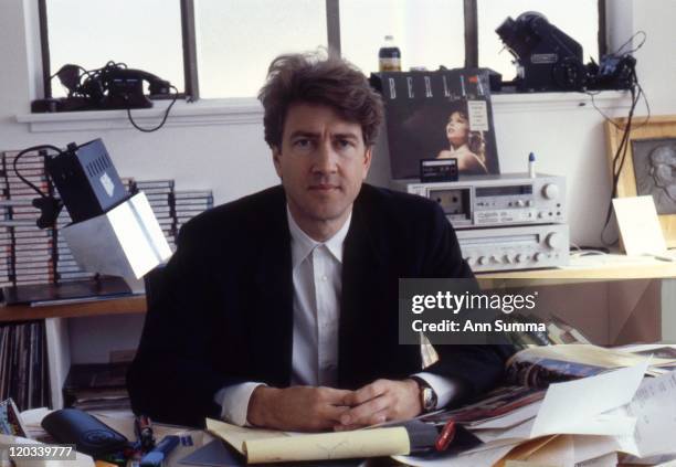 Director David Lynch poses for a portrait session in his office in Los Angeles, California in October 1984.