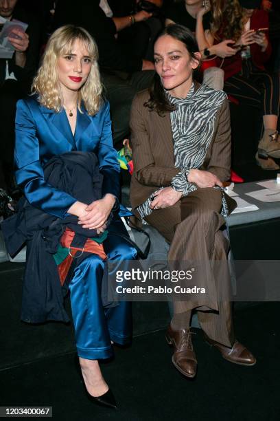 Lulu Figueroa and Laura Ponte attend Duarte fashion show during the Merecedes Benz Fashion Week Autum/Winter 2020-21 at Ifema on February 01, 2020 in...