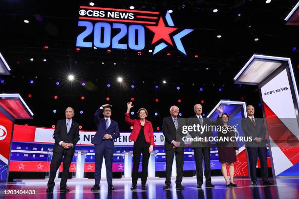 Democratic presidential hopefuls Former New York Mayor Mike Bloomberg, Former mayor of South Bend, Indiana, Pete Buttigieg, Massachusetts Senator...