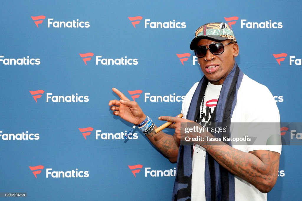 Dennis Rodman attends Michael Rubin's Fanatics Super Bowl Party at