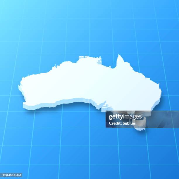 australia 3d map on blue background - canberra stock illustrations