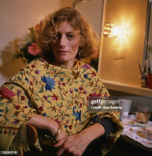 Actress Geraldine James poses for a portrait session backstage at 46th Street Theater in New York City New on December 11, 1989.
