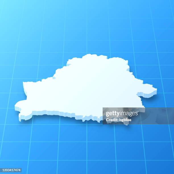 belarus 3d map on blue background - belarus map stock illustrations