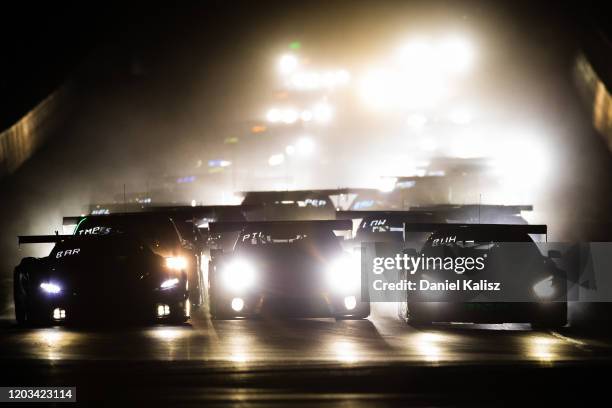 Drivers compete at the start of the 2020 Bathurst 12 Hour at Mount Panorama on February 01, 2020 in Bathurst, Australia.