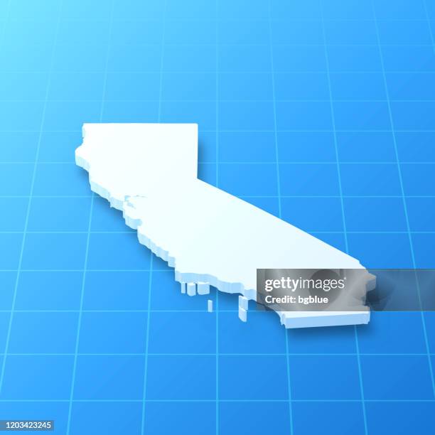 california 3d map on blue background - d ca stock illustrations
