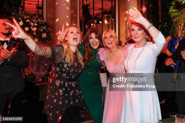 Maria Patricia Kelly, Sedef Ayguen, Jennifer Knaeble and Liz Mohn during the Titanic United Hearts at Titanic Hotel on February 25, 2020 in Berlin,...