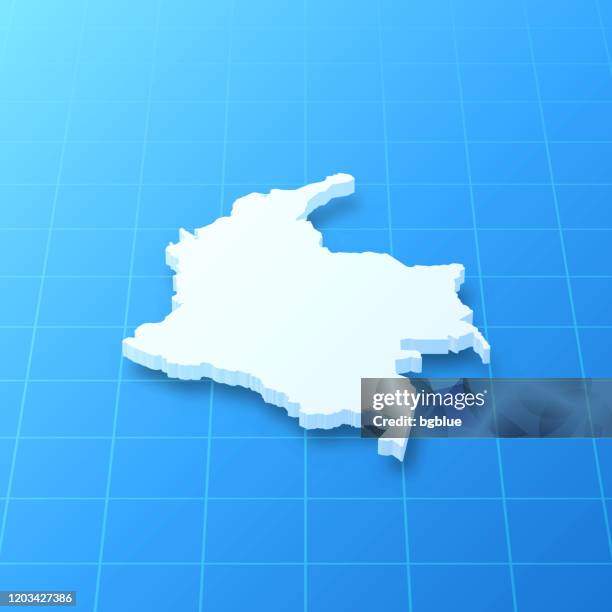 colombia 3d map on blue background - bogota stock illustrations