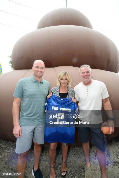 Matt Hasselbeck, Charissa Thompson and Brett Favre let it go during Poo-Pourri's Giant Poo In Miami at The Wynwood Marketplace on February 01, 2020...