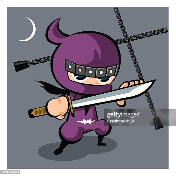 ninja mascot - half moon stock illustrations