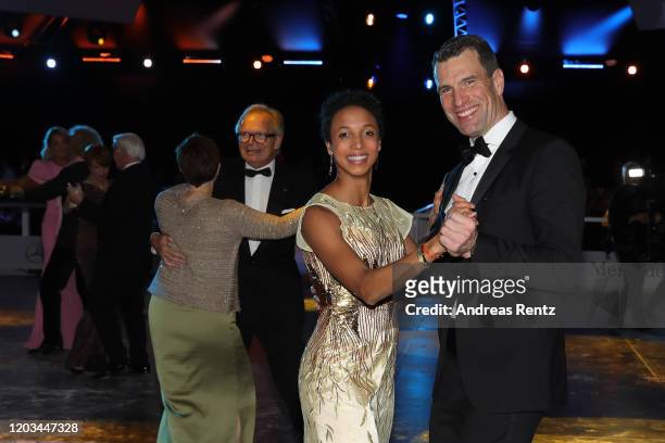 Malaika Mihambo and Michael Ilgner dance during the Ball des Sports 2020 gala at RheinMain CongressCenter on February 01, 2020 in Wiesbaden, Germany.