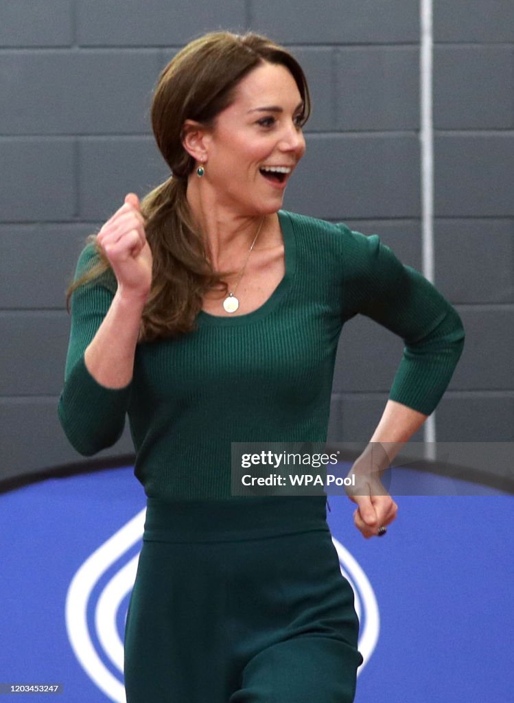 The Duchess Of Cambridge Visits London Stadium To Meet The Parents And Guardians Of SportsAid Stars