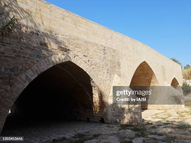 the historic ad halom bridge in sun, near ashdod - 1948 stock pictures, royalty-free photos & images