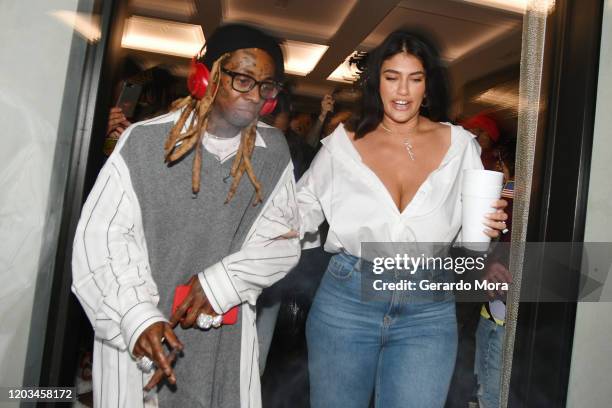 Lil Wayne and La'Tecia Thomas attend Lil Wayne's "Funeral" album release party on February 01, 2020 in Miami, Florida
