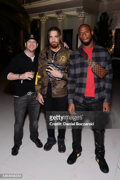 Peter von Gontard, Duke Riley and Deion Jones attend Lil Wayne's "Funeral" album release party on February 01, 2020 in Miami, Florida.