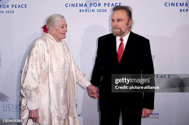 February 2020, Berlin: 70th Berlinale, Cinema for Peace Gala: Actress Vanessa Redgrave and her husband actor Franco Nero. The International Film...