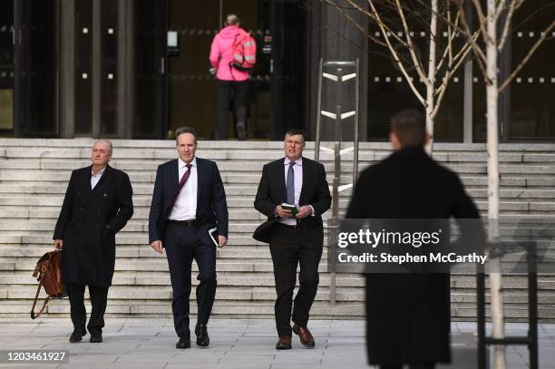 Dublin , Ireland - 26 February 2020; IRFU representatives, from left, Padraig Slattery, IRFU Chief Operating Officer Kevin Potts and IRFU Chief...