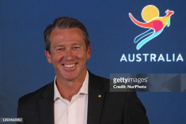 Former Australian cricketer Glenn McGrath poses during a promotional event organised by Tourism Australia on February 26, 2020 in Mumbai, India.