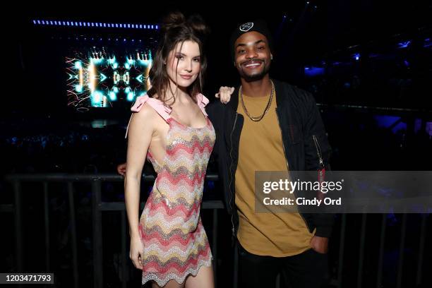 Amanda Cerny and King Bach attend AT&T TV Super Saturday Night at Meridian at Island Gardens on February 01, 2020 in Miami, Florida.