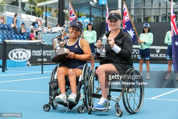Yui Kamiji of Japan after winning her Womens wheelchair Final against Aniek Van Koot of The Netherlands on day fourteen of the 2020 Australian Open...