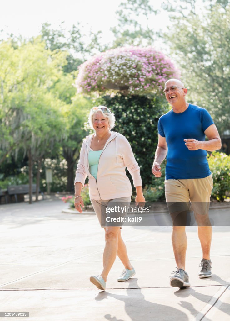 Couple exercising in the park